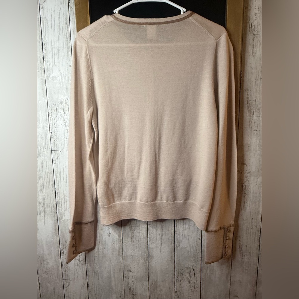 NWT J.CREW Sweater Women's L Merino Wool Cardigan Button Up Beige with Pockets - Picture 4 of 8